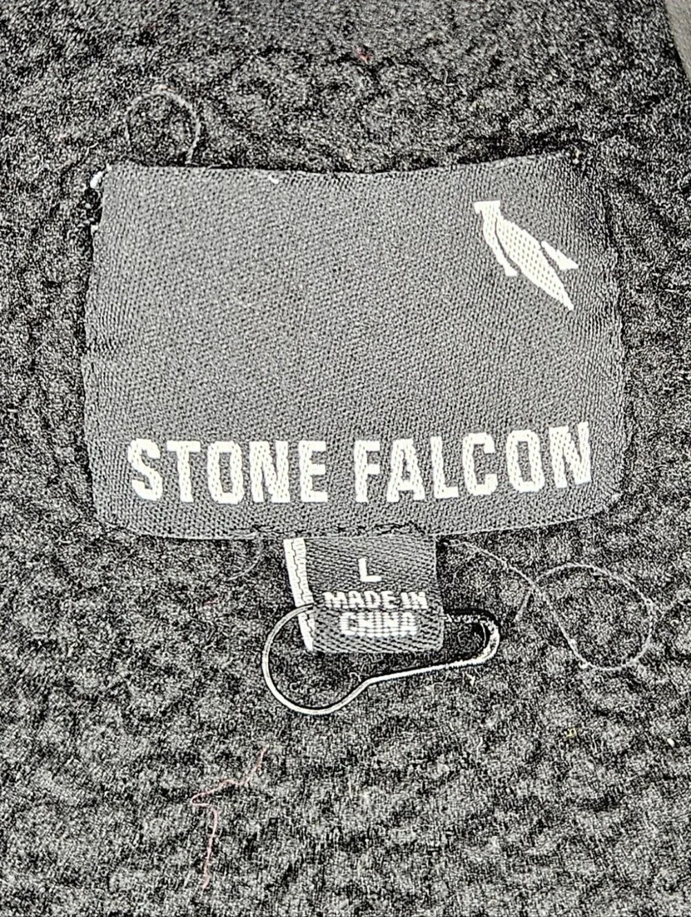 Stone Falcon Hoodie Mens Large Black Full Zip Sweatshirt Athletic Logo